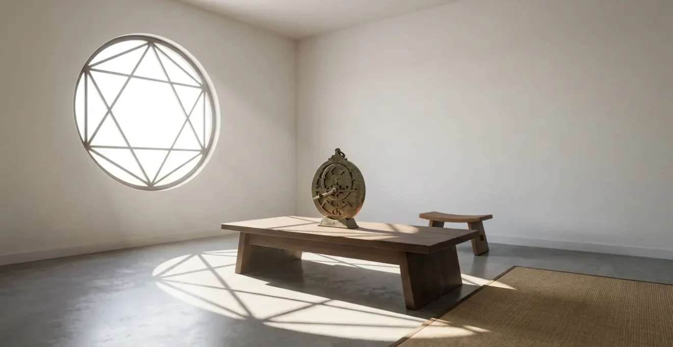 Rappresentazione astratta della connessione tra movimenti planetari e strutture degli esagrammi