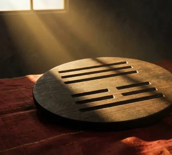 Composizione simbolica dei trigrammi Cielo e Fuoco che formano un esagramma dell'I Ching con linee Yin e Yang